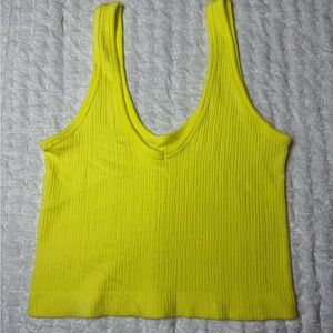 Urban Outfitters Yellow Ribbed Crop Tank Top